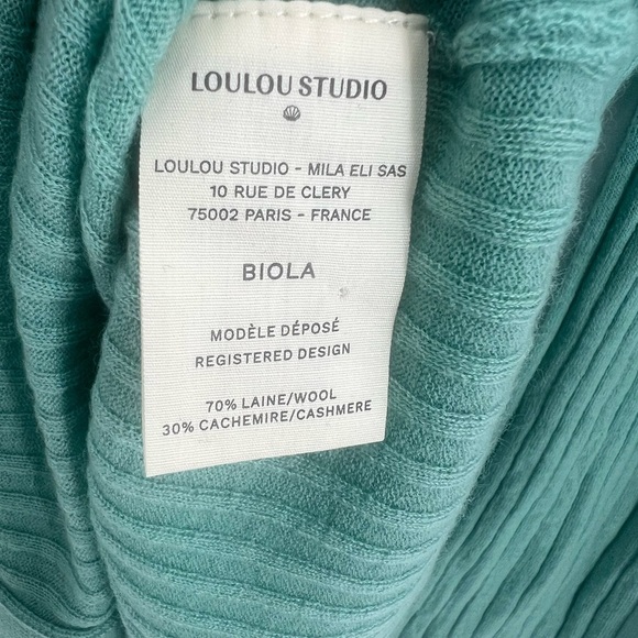 Loulou Studio Biola Ribbed Knit Longline Polo Sweater Top Cardigan In Green - Picture 6 of 7